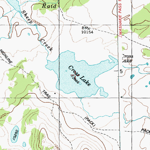 Topographic Map of Cross Lake, WY