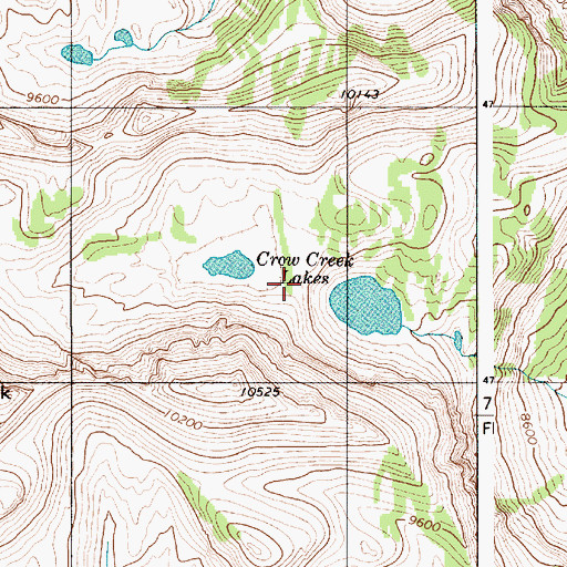 Topographic Map of Crow Creek Lakes, WY
