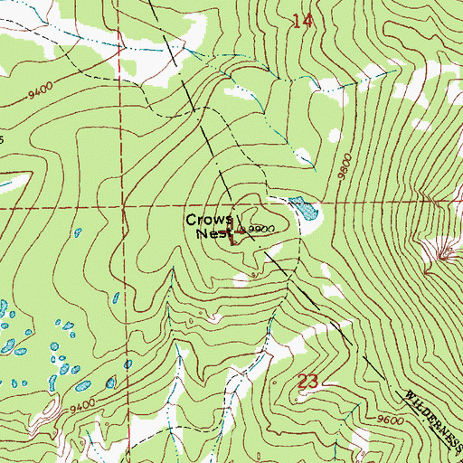 Topographic Map of Crows Nest, WY