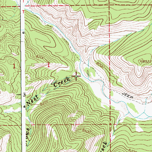 Topographic Map of Crows Nest Creek, WY