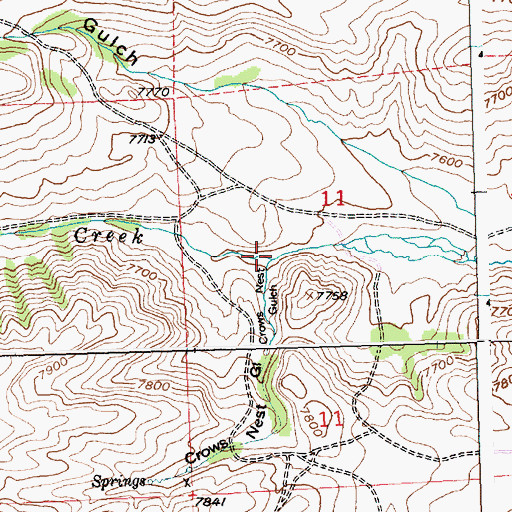 Topographic Map of Crows Nest Gulch, WY
