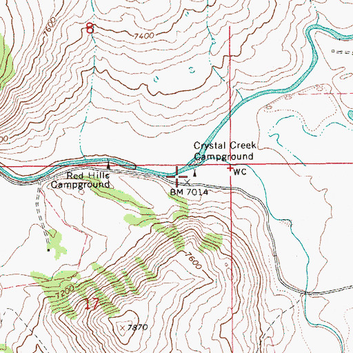 Topographic Map of Crystal Creek Campground, WY