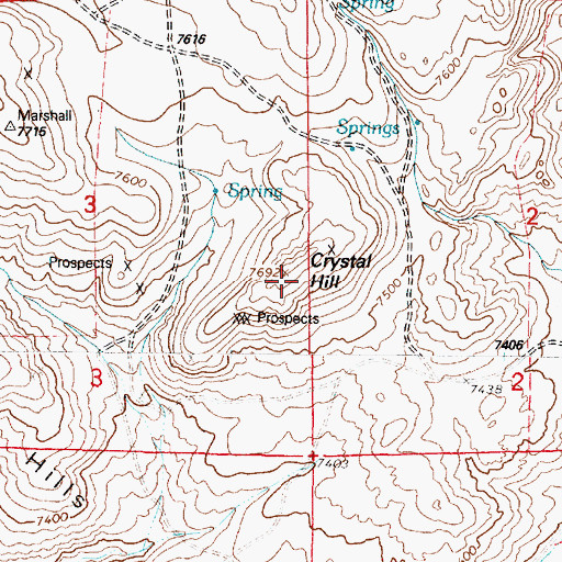 Topographic Map of Crystal Hill, WY