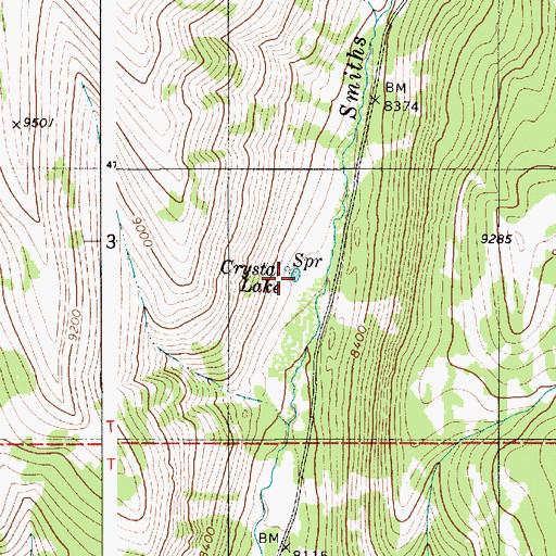 Topographic Map of Crystal Lake, WY