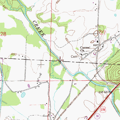 Topographic Map of Ladiga Creek, AL