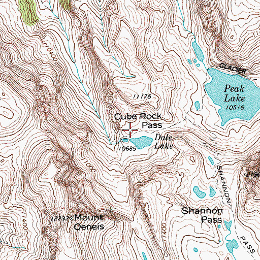 Topographic Map of Cube Rock Pass, WY