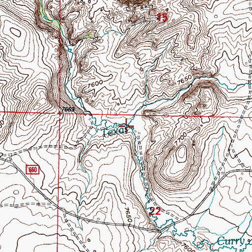 Topographic Map of Curry Creek, WY