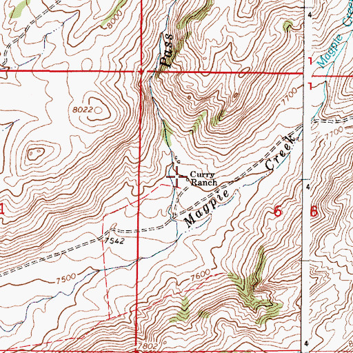 Topographic Map of Curry Ranch, WY