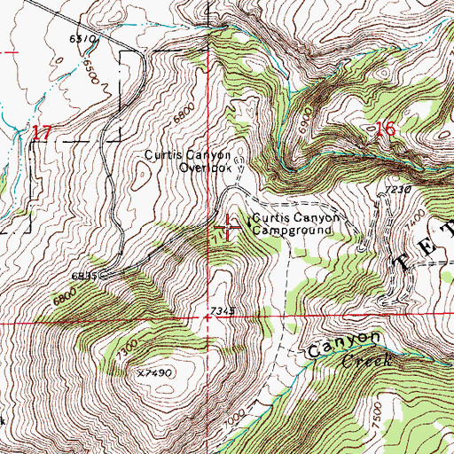 Topographic Map of Curtis Canyon Campground, WY