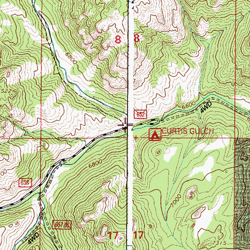 Topographic Map of Curtis Gulch, WY