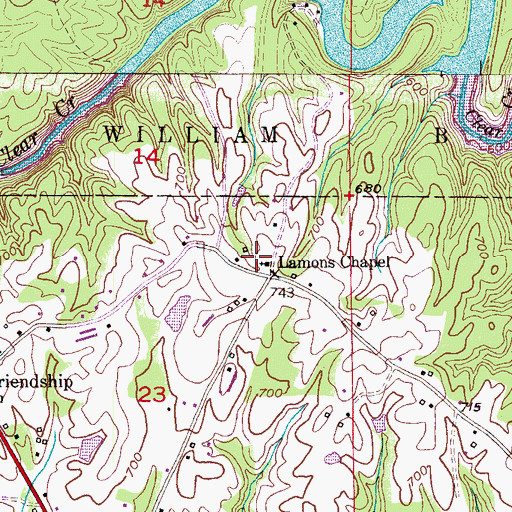 Topographic Map of Lamon Chapel Baptist Church, AL