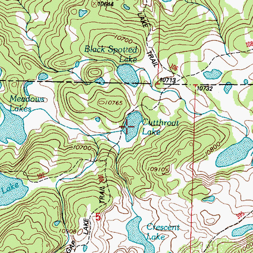 Topographic Map of Cutthoat Lake, WY