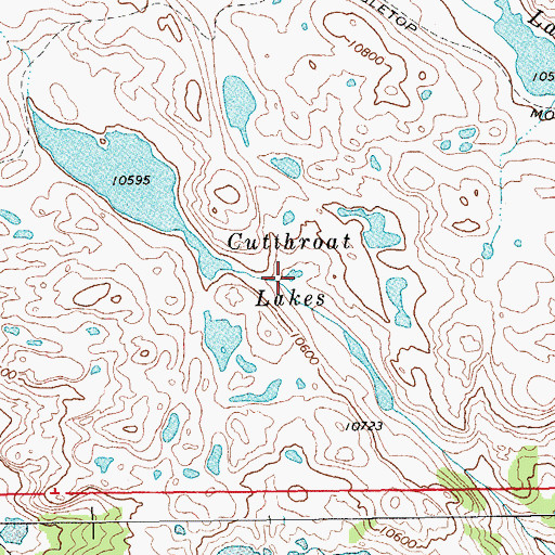 Topographic Map of Cutthroat Lakes, WY