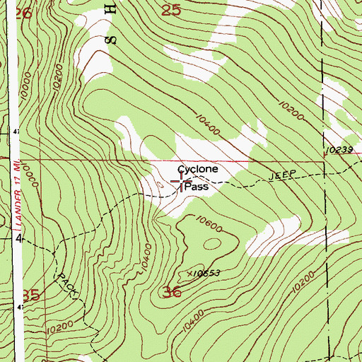 Topographic Map of Cyclone Pass, WY