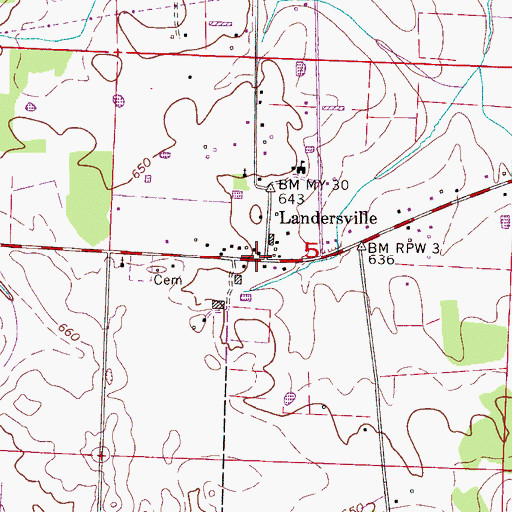 Topographic Map of Landersville, AL
