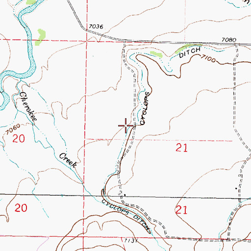 Topographic Map of Cyclops Ditch, WY
