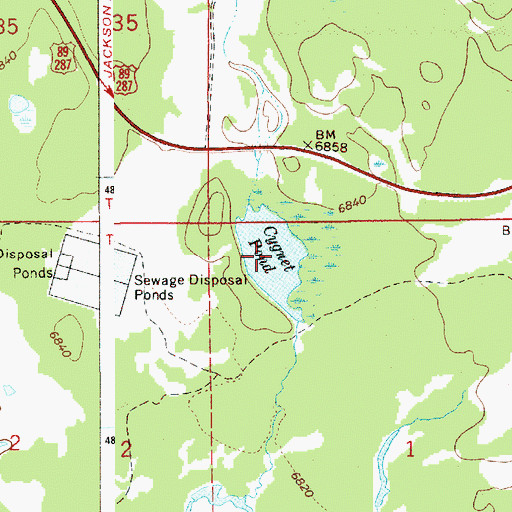 Topographic Map of Cygnet Pond, WY