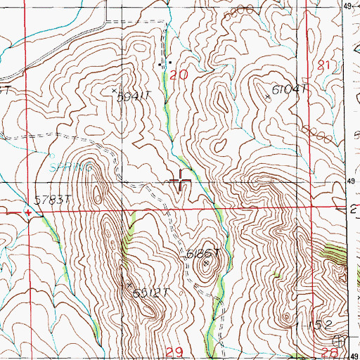 Topographic Map of Dahlem Ranch, WY