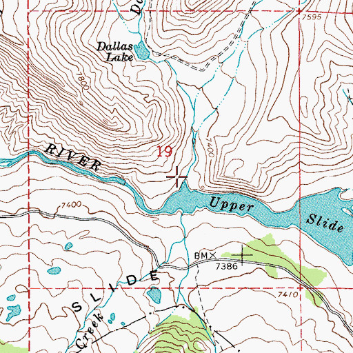Topographic Map of Dallas Creek, WY