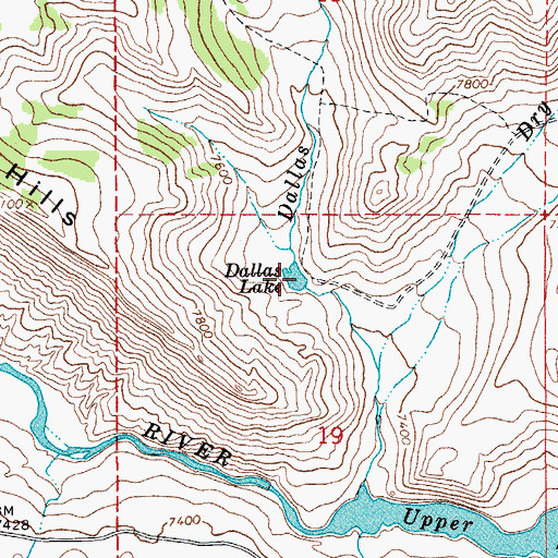 Topographic Map of Dallas Lake, WY