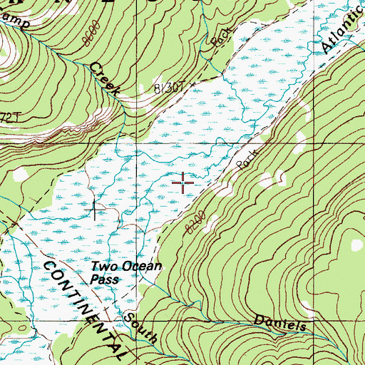 Topographic Map of Daniels Creek, WY