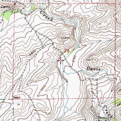 Topographic Map of Davis Creek, WY
