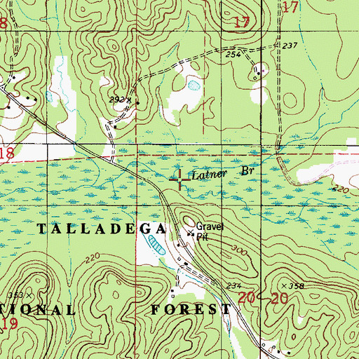 Topographic Map of Latner Branch, AL