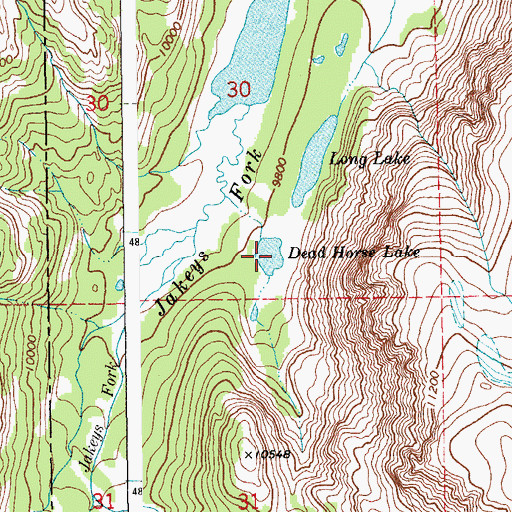 Topographic Map of Dead Horse Lake, WY