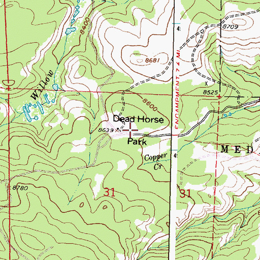 Topographic Map of Dead Horse Park, WY
