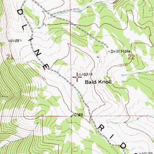 Topographic Map of Deadline Ridge, WY