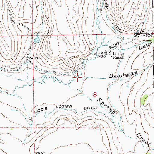Topographic Map of Deadman Creek, WY