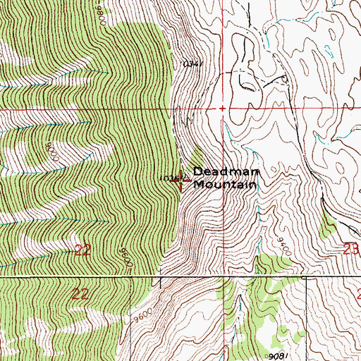 Topographic Map of Deadman Mountain, WY