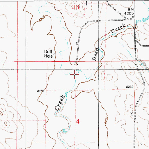 Topographic Map of Deep Creek, WY