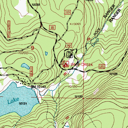 Topographic Map of Deep Creek Campground, WY