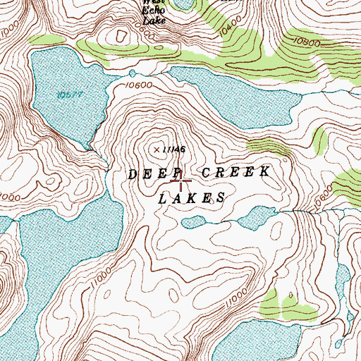Topographic Map of Deep Creek Lakes, WY