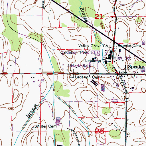 Topographic Map of Lebanon Cemetery, AL