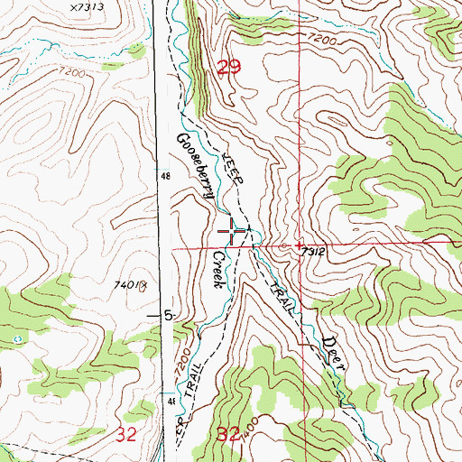 Topographic Map of Deer Creek, WY
