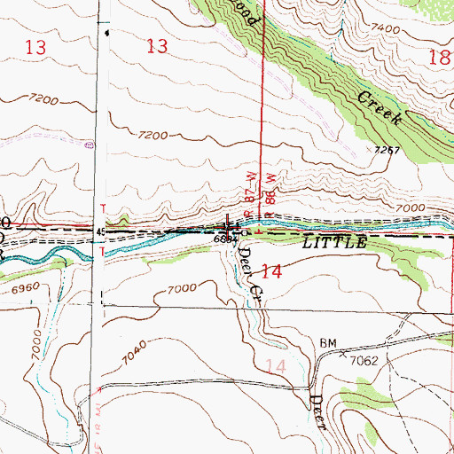 Topographic Map of Deer Creek, WY