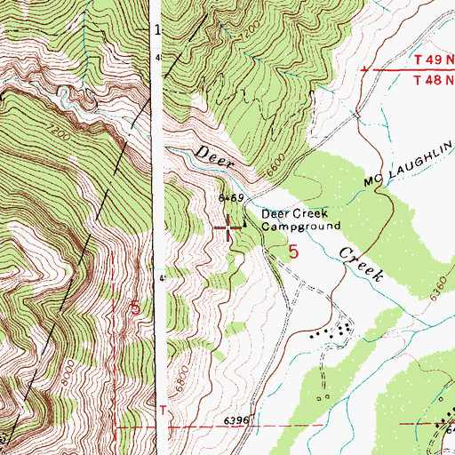 Topographic Map of Deer Creek Campground, WY