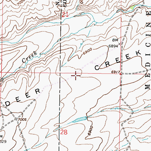 Topographic Map of Deer Creek Park, WY