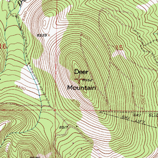 Topographic Map of Deer Mountain, WY