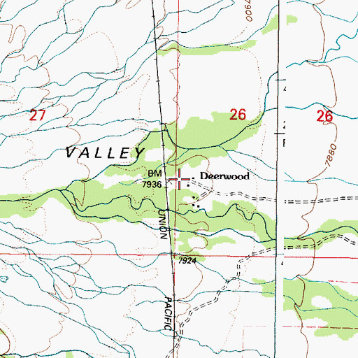 Topographic Map of Deerwood, WY