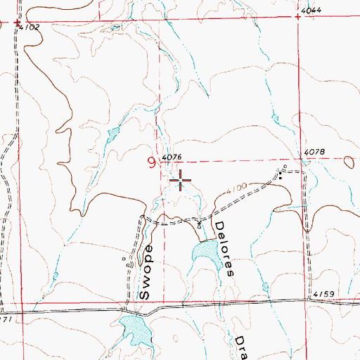 Topographic Map of Delores Draw, WY