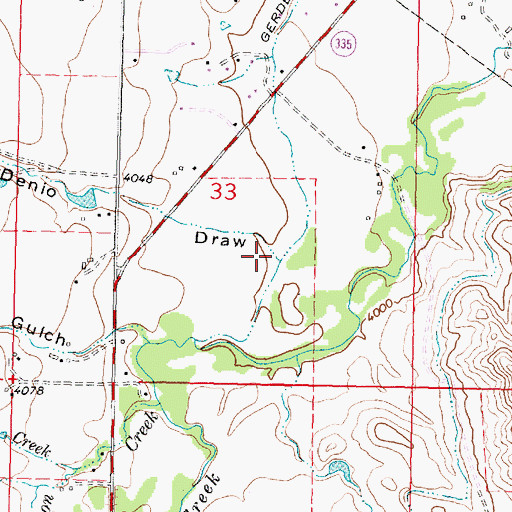 Topographic Map of Denio Draw, WY
