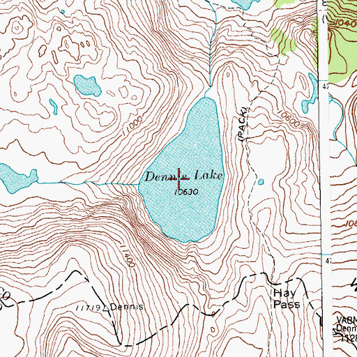 Topographic Map of Dennis Lake, WY
