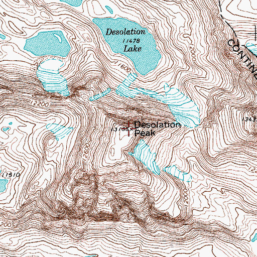 Topographic Map of Desolation Peak, WY