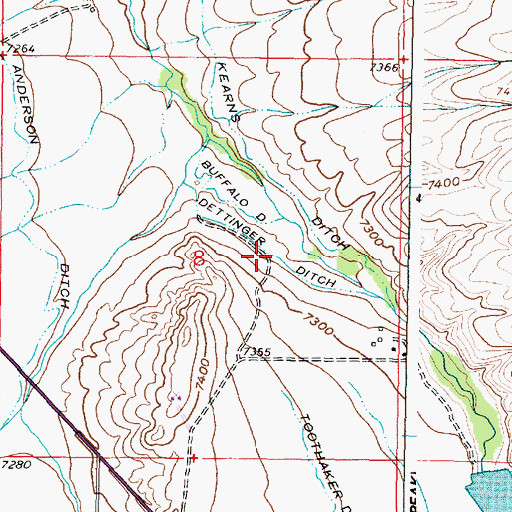 Topographic Map of Dettinger Ditch, WY