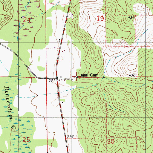 Topographic Map of Legal Cemetery, AL