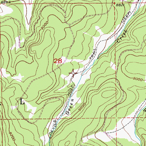 Topographic Map of Devils Hole Trail, WY