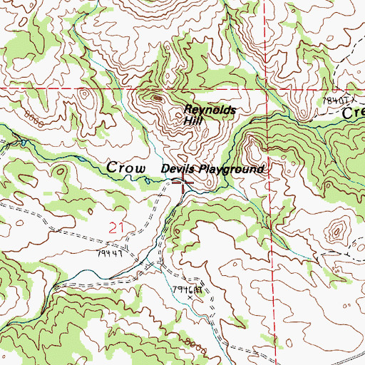 Topographic Map of Devils Playground, WY